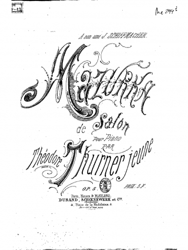 Thurner - Mazurka de salon - Piano Score - Score