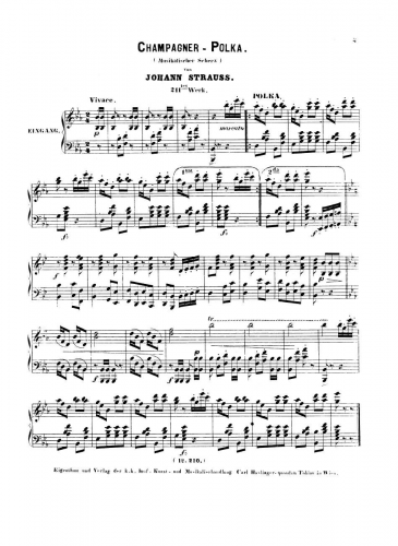 Strauss Jr. - Champagner-Polka - For Piano solo - Score