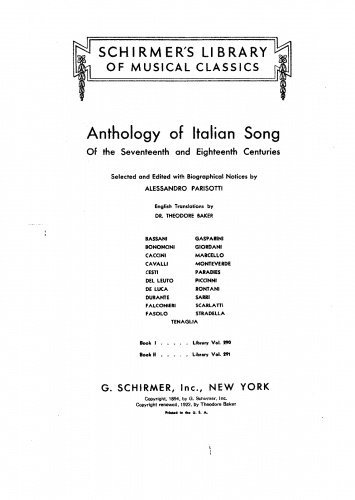 Parisotti - Arie Antiche - Score