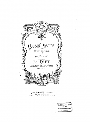 Diet - Cousin Placide - Vocal Score - Score