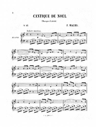 Adam - Cantique de Noël - For Piano (Wachs) - Score