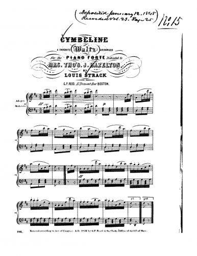 Strack - Cymbeline - Piano Score - Score