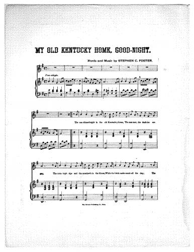 Foster - My Old Kentucky Home - Score
