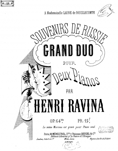 Ravina - Souvenirs de Russie - For 2 Pianos - Score