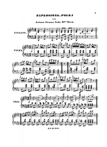 Strauss Jr. - Explosions-Polka, Op. 43 - For Piano solo - Score