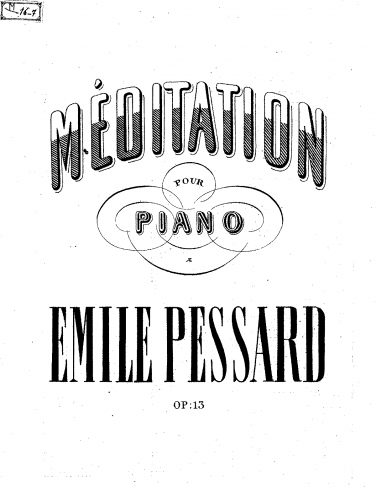 Pessard - Méditation - Piano Score - Score