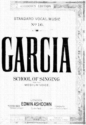 Garcia Jr. - School of Singing for the Medium Voice - Score