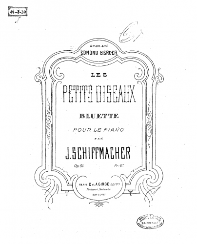 Schiffmacher - Les petits oiseaux - Piano Score - Score