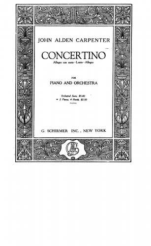 Carpenter - Concertino for Piano and Orchestra - For 2 Pianos (Composer) - Score