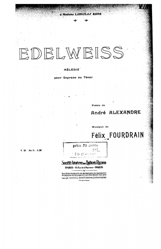 Fourdrain - Edelweiss - Score