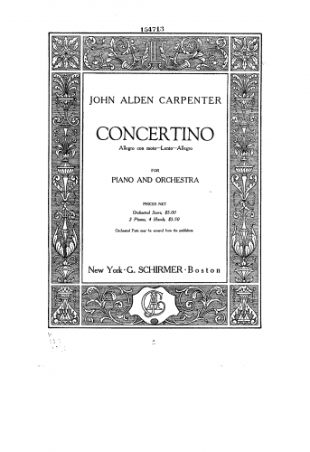 Carpenter - Concertino for Piano and Orchestra - Score