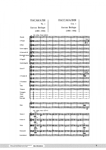 Webern - Passacaglia für Orchester, Op. 1 - Score
