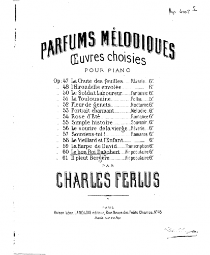 Ferlus - Le bon roi Dagobert - Piano Score - Score