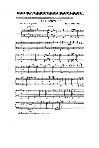 Gael - A la fontaine - Piano Duet Scores - Score