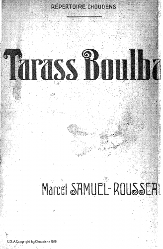 Samuel-Rousseau - Tarass Boulba - Vocal Score - Score