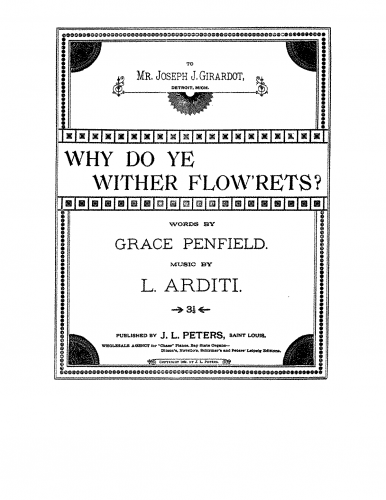 Arditi - Why Do Ye Wither, Flow'rets? - Score
