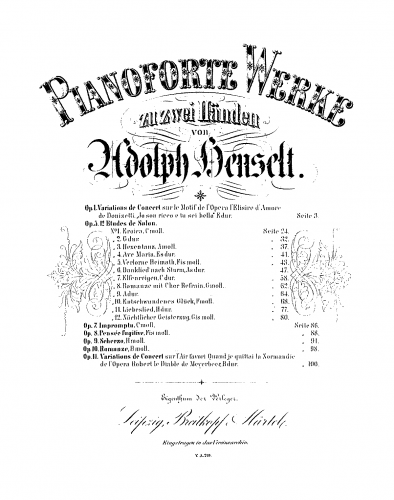 Henselt - Impromptu No. 1 - Score