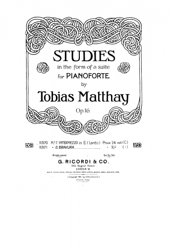 Matthay - Studies in the form of a Suite, Op. 16 - No. 7: Intermezzo