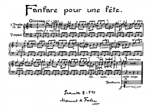 Falla - Fanfare pour une fete - Score