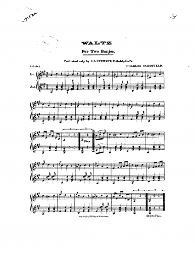 Schofield - Waltz for Two Banjos - Score