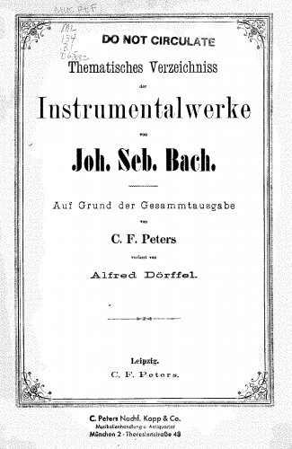 Dörffel - Thematisches Verzeichniss der Instrumentalwerke von Joh. Seb. Bach - Complete Catalog