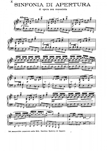 Pergolesi - Sinfonia da un'opera non conosciuta - For Piano solo - Score