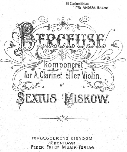 Miskow - Berceuse - Scores and Parts