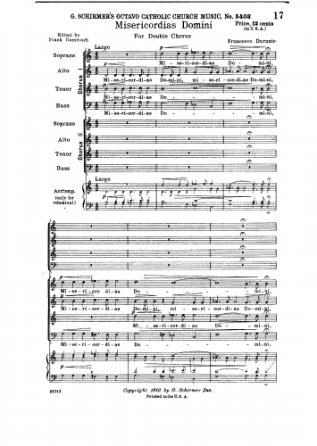 Durante - Misericordias Domini - Score