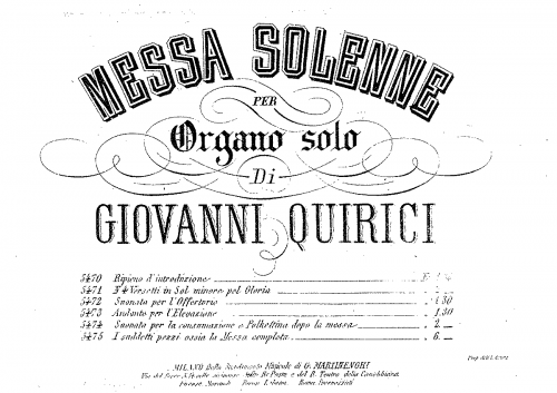 Quirici - Messa solenne - Organ Scores - Score