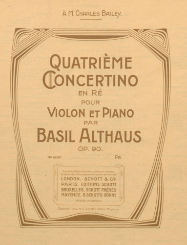 Althaus - Violin Concertino No. 4 - Scores and Parts
