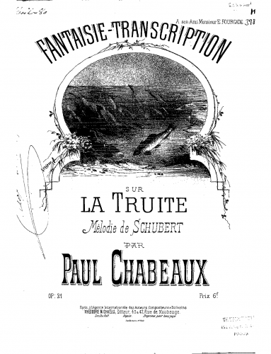 Chabeaux - Fantaisie-transcription sur 'La truite' - Piano Score - Score