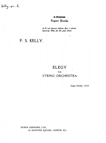 Kelly - Elegy for String Orchestra - Score