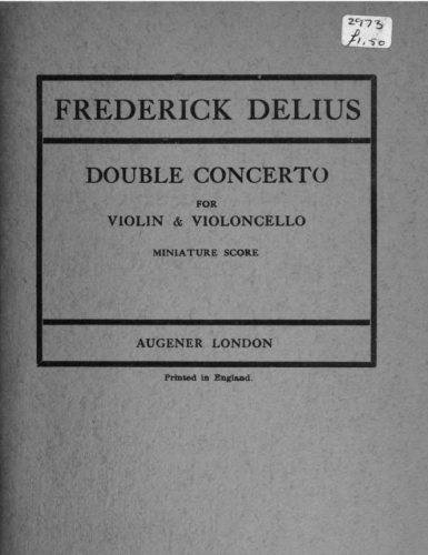 Delius - Concerto for Violin, Cello and Orchestra, RT VII/5 - Score