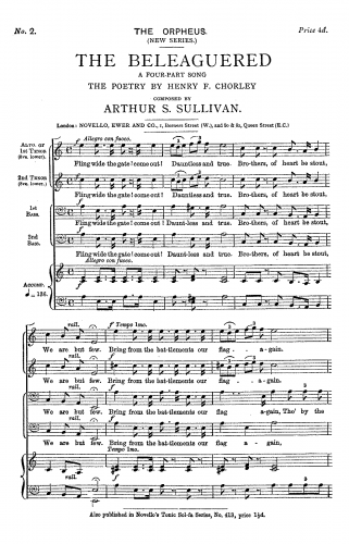 Sullivan - The Beleaguered. A Four-Part Song. - Score