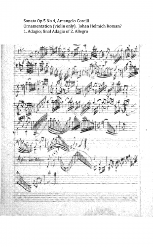 Corelli - 12 Violin Sonatas, Op. 5 - Scores and Parts Sonata No. 4 in F major - I. Adagio, III. Vivace and IV. Adagio - Ornamented Violin Part