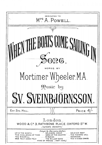 Sveinbjörnsson - When the Boats come sailing in - Score