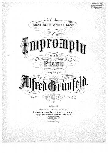 Grünfeld - Impromptu - Piano Score - Score