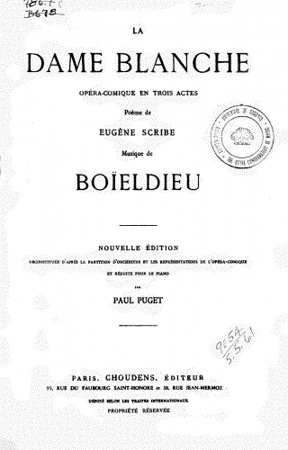 Boieldieu - La dame blanche - Vocal Score - Score