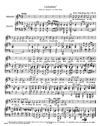 Scheiding - 21 ausgewählte Lieder und Gesänge - Op. 1 No. 2: Liebeslied aus 'Immensee'