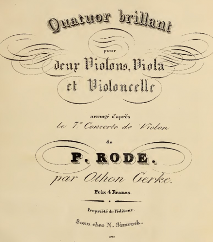 Rode - Violin Concerto No. 7 - For 2 Violins, Viola and Cello (Gerke)