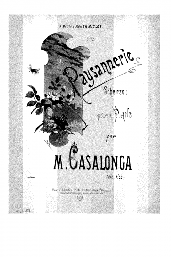 Casalonga - Paysannerie, scherzo pour piano - Score
