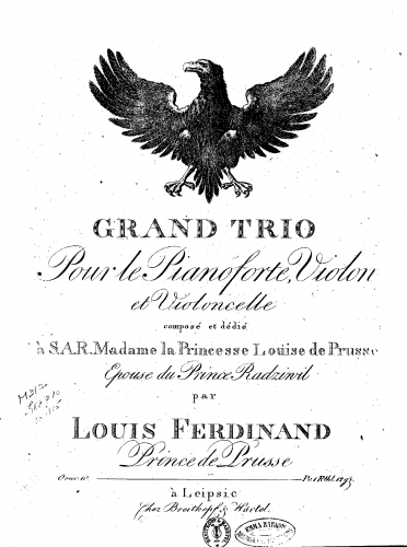 Louis Ferdinand - Grosses Trio für Pianoforte, Violine und Violoncell, Op. 10, Es dur - Scores and Parts