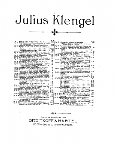 Klengel - 2 Kindertrios - Scores and Parts Trio No. 1 in E minor - Piano Score