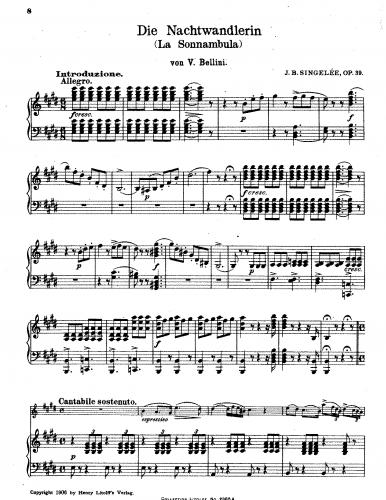 Singelée - Fantaisie sur des motifs de l'opéra 'La Sonnambula', Op. 39 - Score