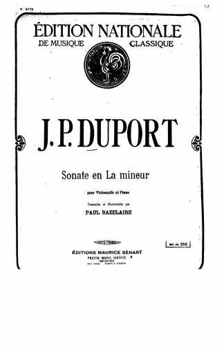 Duport - Cello Sonata - Scores and Parts