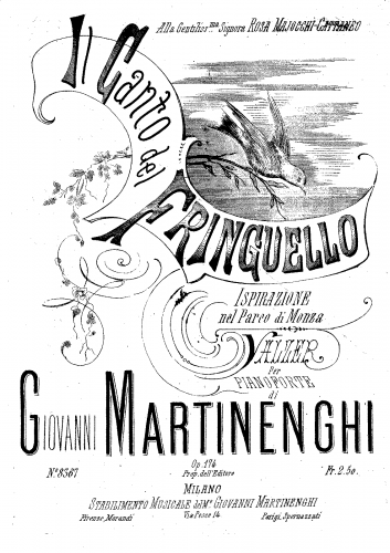 Martinenghi - Il canto de fringuello, Op. 174 - Piano Score - Score