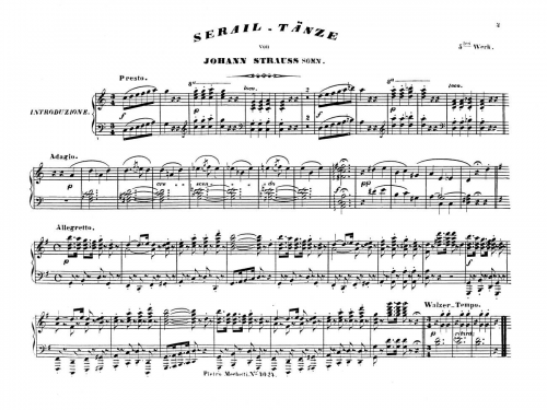 Strauss Jr. - Serail-Tänze Walzer, Op. 5 - Score