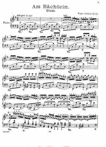 Ascham - Am Bächlein, Op. 20 - Score