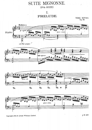 Bowen - Suite mignonne - Piano Score - Score