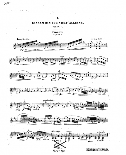 Krug - Volkslieder-Album,  Op. 54 - Violin part complete